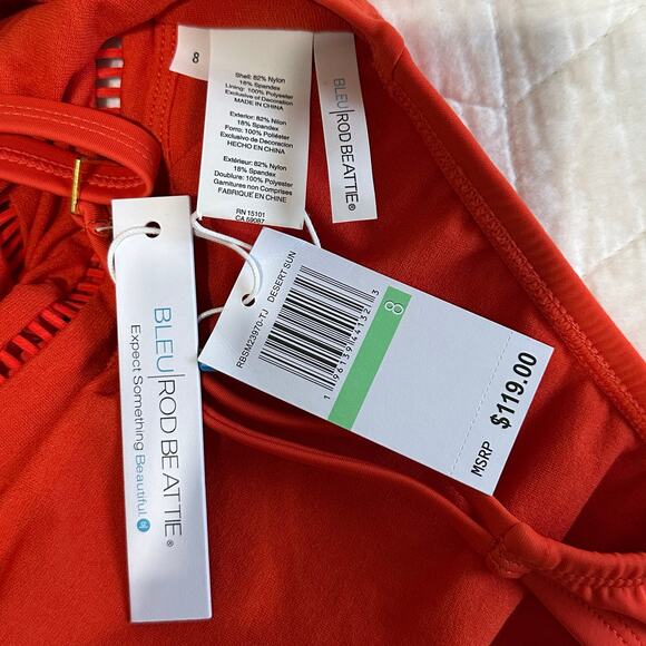 Bleu Rod Beattie One Shoulder Mio Swimsuit Ginger Orange MSRP $119 | Size 8 New - Picture 13 of 15